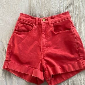 Red mom shorts